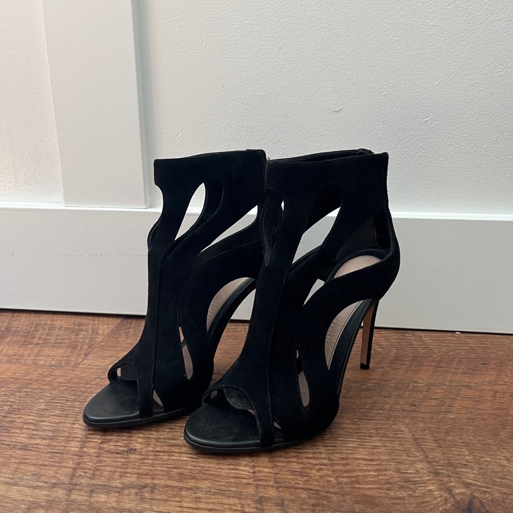 Alexander McQueen Black Suede Cutout Heels